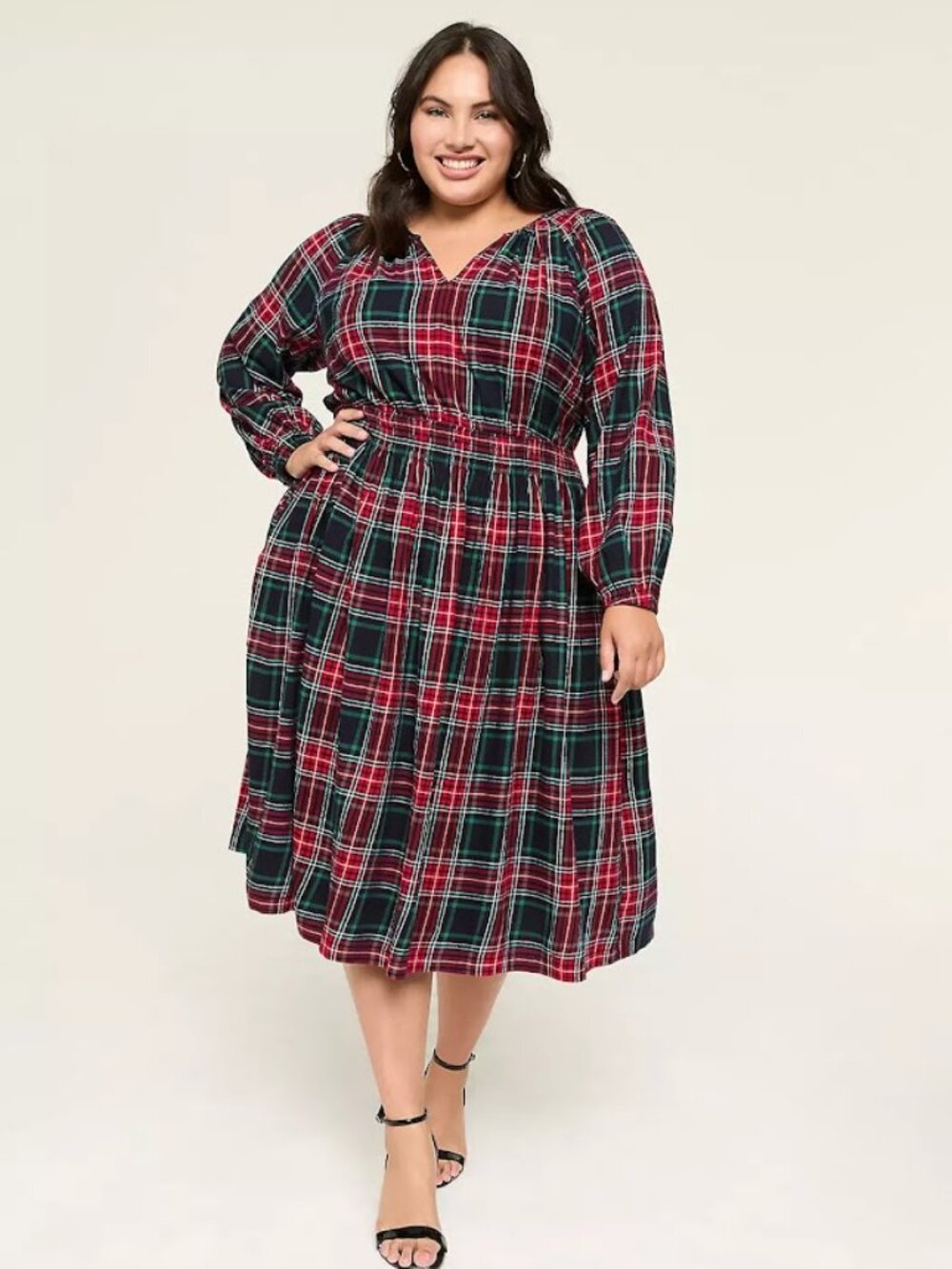 NWOT Lane Bryant Lurex Shimmer Plaid Tartan Flannel Midi Dress 20